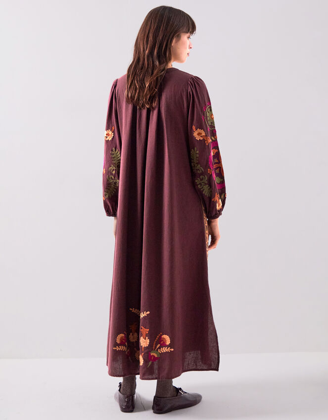 East Preeti Embroidered Long Sleeve Maxi Dress, Red (BERRY), large