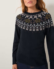 Fia Hotfix Fair Isle Jumper, Black (BLACK), large