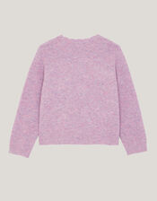 Rhinestone Bow Embellished Cardigan, Purple (PURPLE), large