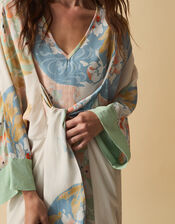 Clemence Amelie Tie Front Floral Midi Dress, Cream (CREAM), large