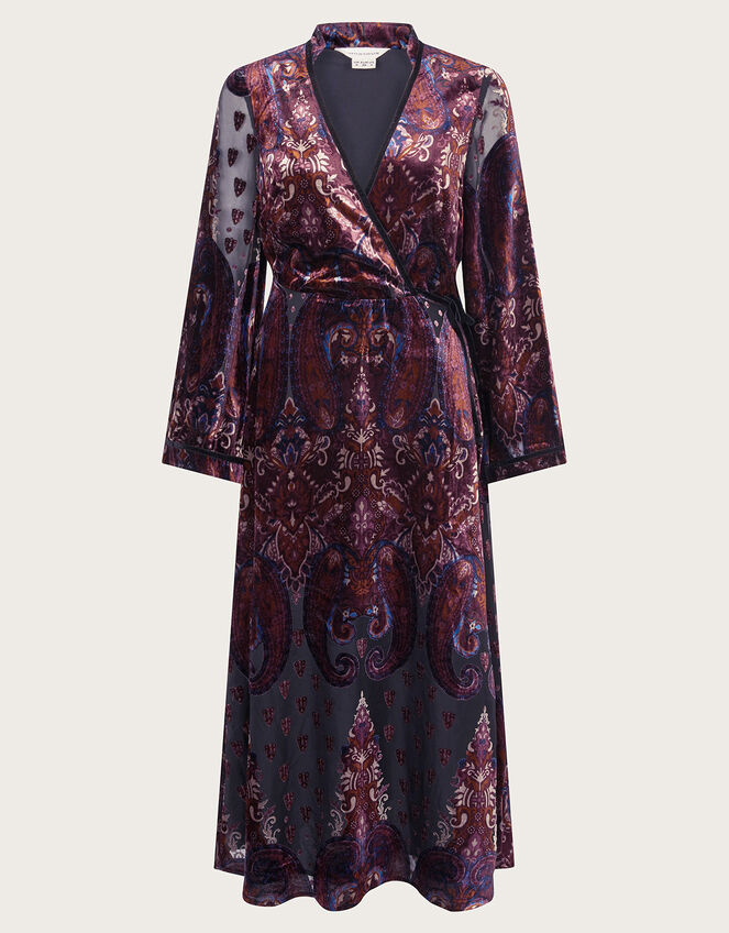 Peri Paisley Devore Dress, Black (BLACK), large