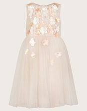 Darcie 3D Flower Glitter Tulle Dress, Gold (GOLD), large