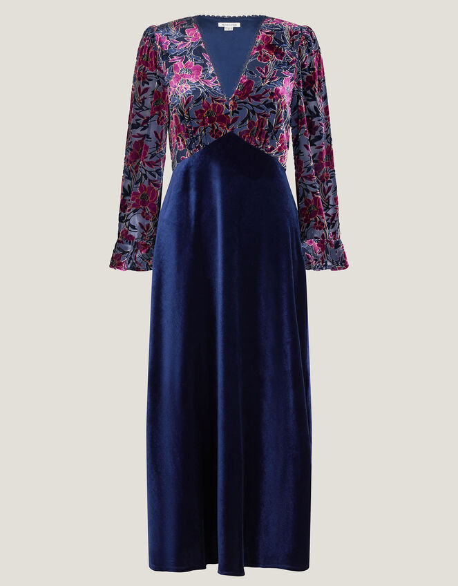 Milena Floral Devoré Velvet Midi Dress, Purple (PURPLE), large