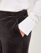 Maria Velvet Straight Leg Trousers, Black (BLACK), large