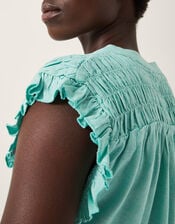 Evelyn Sleeveless Smocked Top, SEA GREEN, large