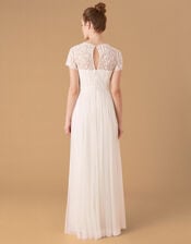 Olive Floral Embellished Tulle Bridal Dress, Ivory (IVORY), large