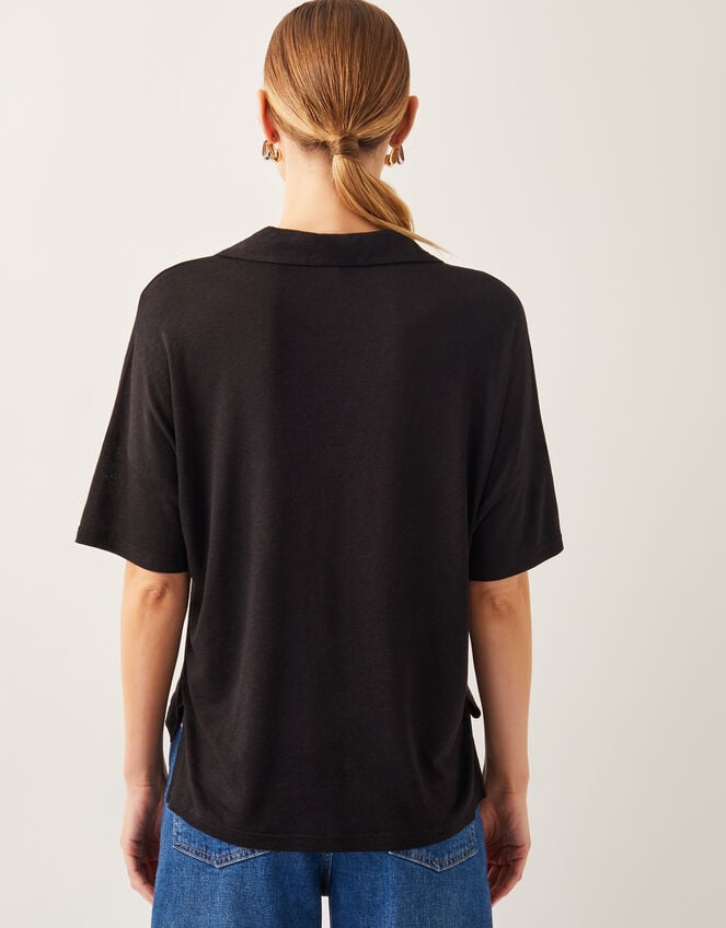 Cara Collar Jersey T-Shirt, Black (BLACK), large