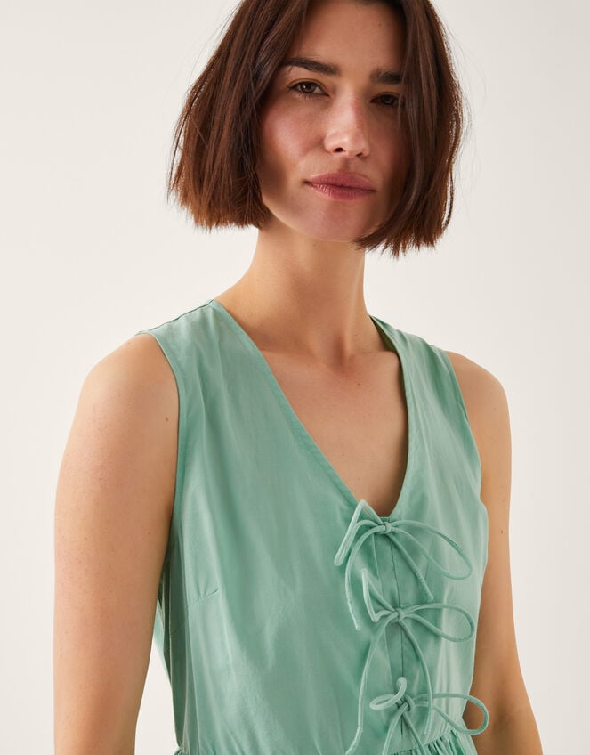 Sadie Tie Broderie Midi Dress, SEA GREEN, large