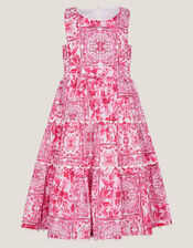 Tile Print Sleeveless Dress, Pink (PINK), large
