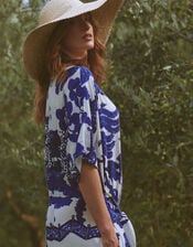 One Hundred Stars Obi Giant Willow Print Midi Dress, Blue (BLUE), large