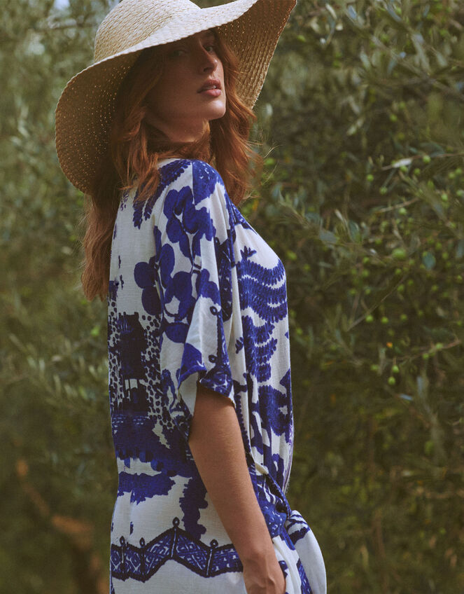 One Hundred Stars Obi Giant Willow Print Midi Dress, Blue (BLUE), large