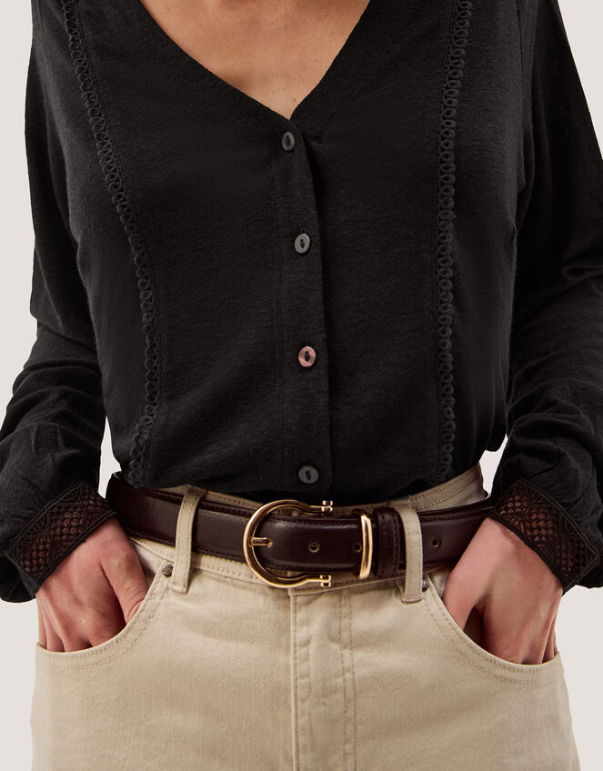 Laney Lace Linen Blend Top, Black (BLACK), large