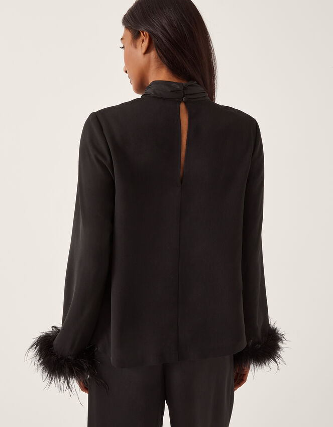 Luella Feather Cuff Top, Black (BLACK), large