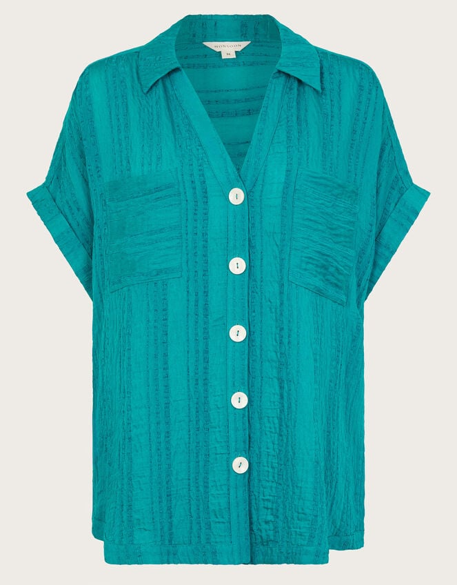 Sofia Textured Short Sleeve Shirt, Teal (TEAL), large