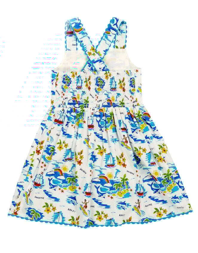 Frugi Seraphina Beach Print Dress, White (WHITE), large