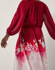 Lilian Floral Print Ombré Maxi Dress, Red (RED), large