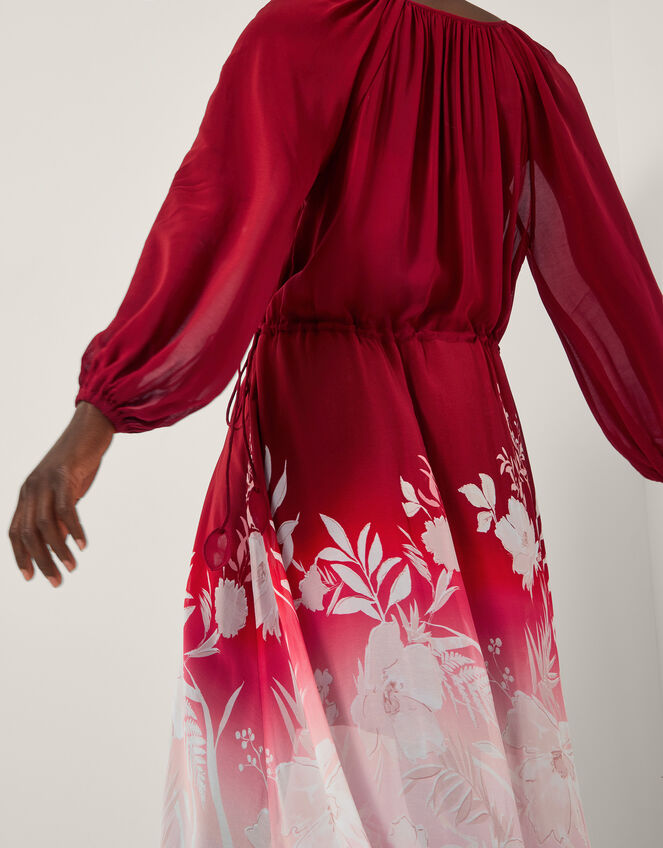 Lilian Floral Print Ombré Maxi Dress, Red (RED), large