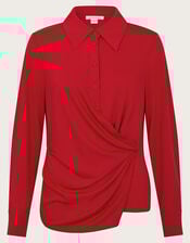 Dalia Drape Jersey Shirt, Red (RED), large