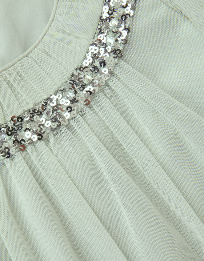 Nessa Sparkle Collar Waterfall Dress, Green (SAGE), large