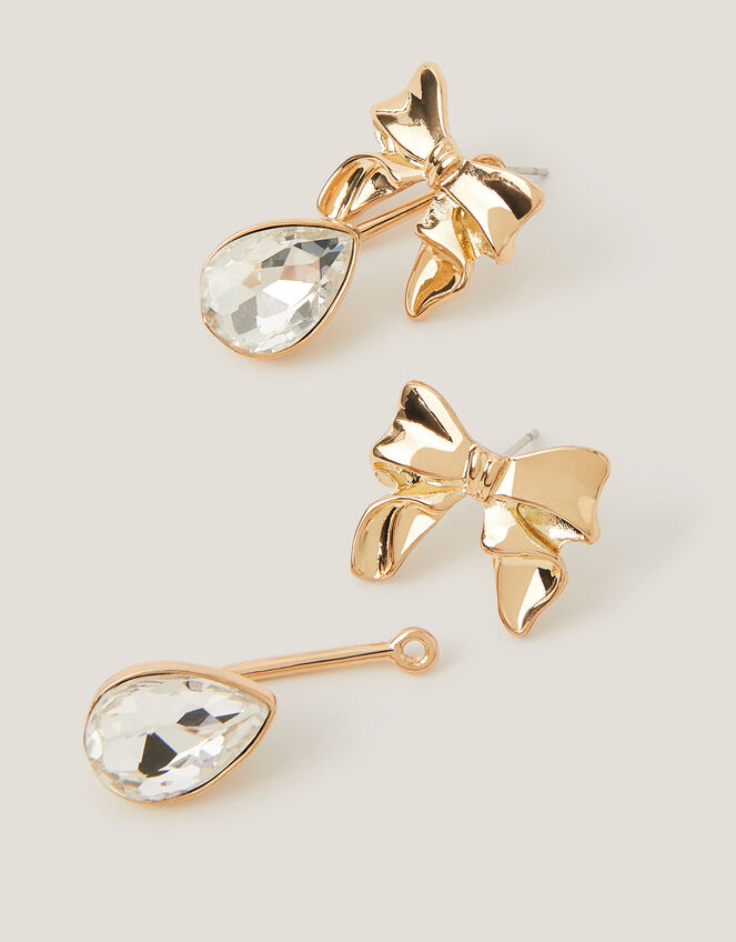 Bow Gemstone Drop Earrings, , large