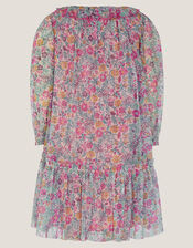 Scallop Collar Floral Print Dress, Pink (PINK), large