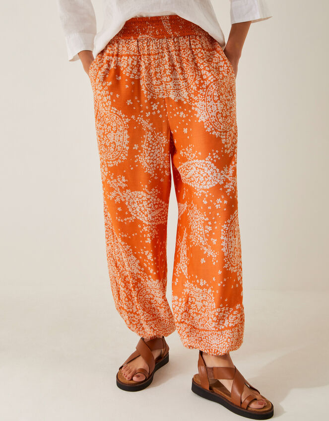Madison Paisley Print Harem Trousers, Orange (ORANGE), large