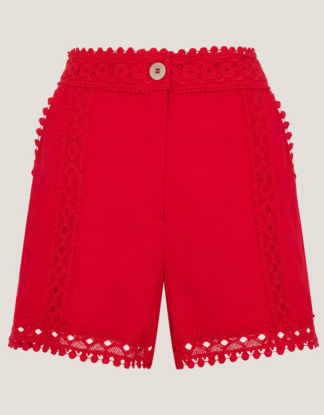 Irina High-Waisted Lace Shorts, Red (RED), large