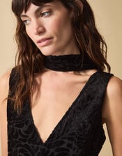 Clemence Gigi Velvet Burnout Palazzo Jumpsuit, Black (BLACK), large