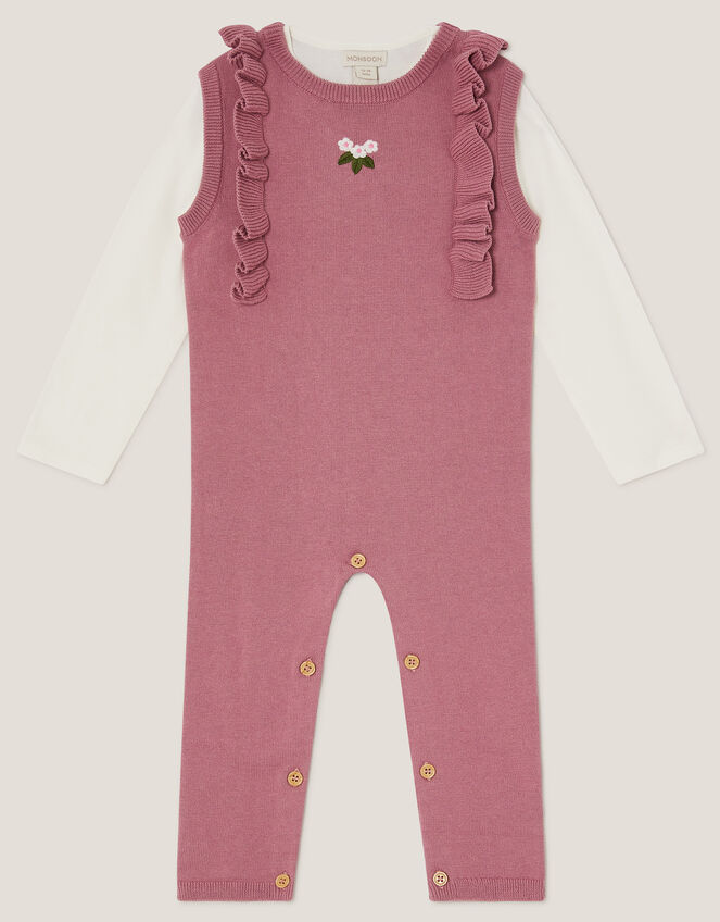 Baby Top & Knit Dungarees Set, Pink (PINK), large