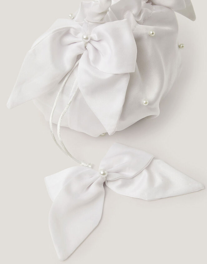 Pearl Bow Bag & Hair Clip Set, , large