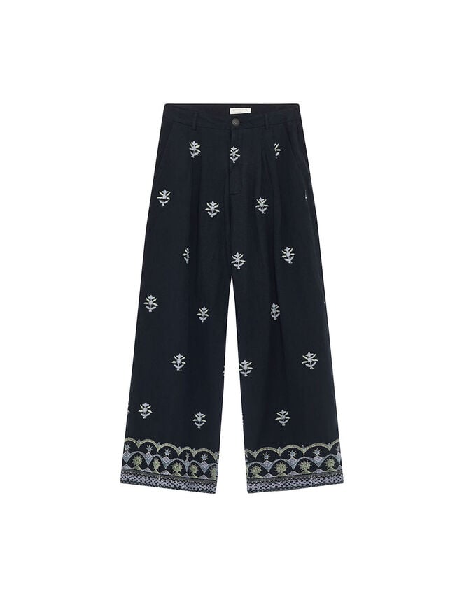 Maison Hotel Lolo Floral Straight-Leg Trousers, Black (BLACK), large