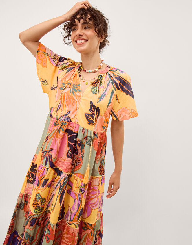 Carmen Floral Tiered Midi Dress, Multi (MULTI), large
