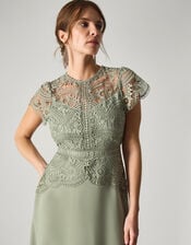 Monica Lace Midi Bridesmaid Dress, Green (PALE GREEN), large