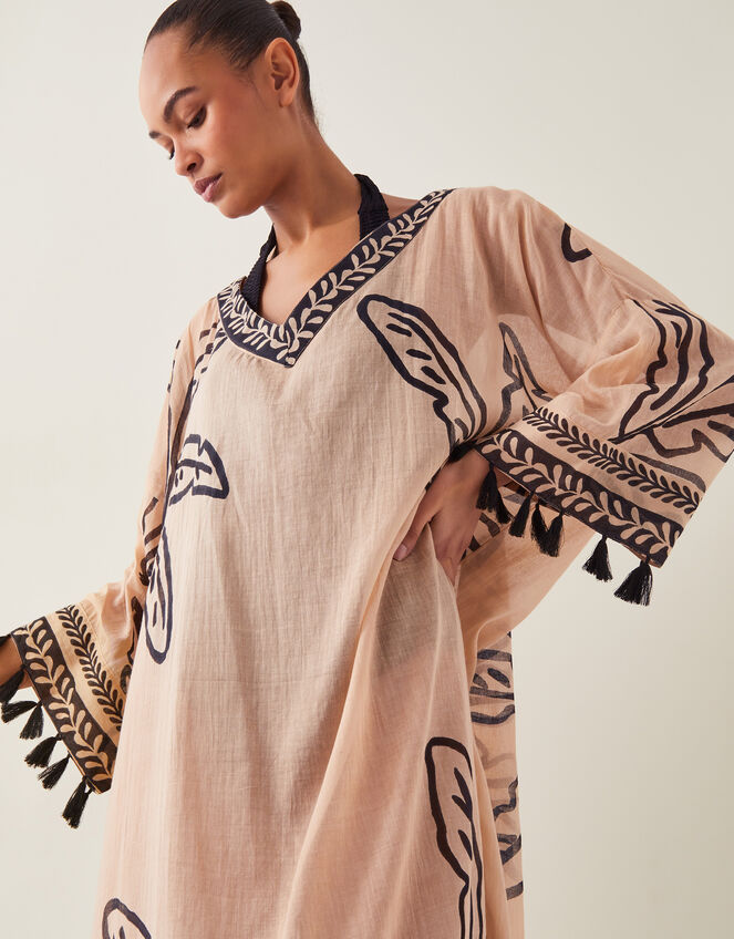 Pam Palm Print Beach Cover-Up Dress, , large