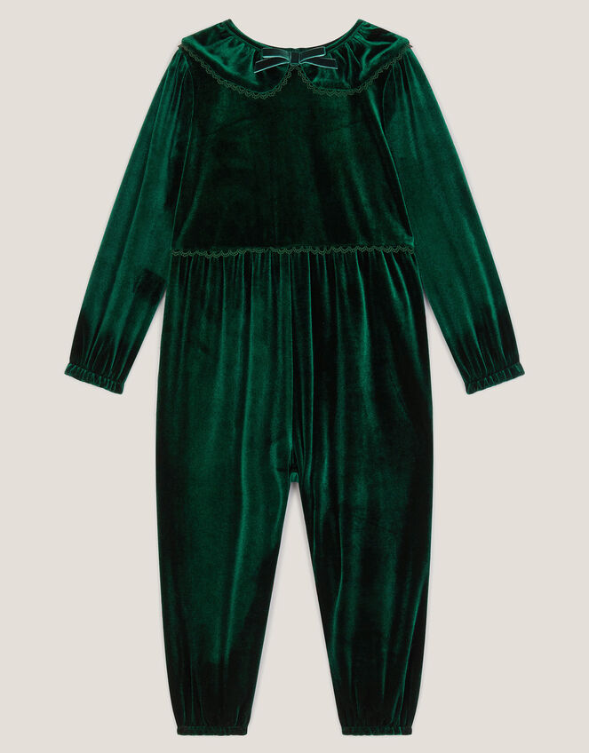Baby Larisa Velvet Collar Romper, Green (GREEN), large