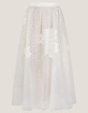 Rhea Floral Embroidered Mesh Wedding Skirt, Ivory (IVORY), large