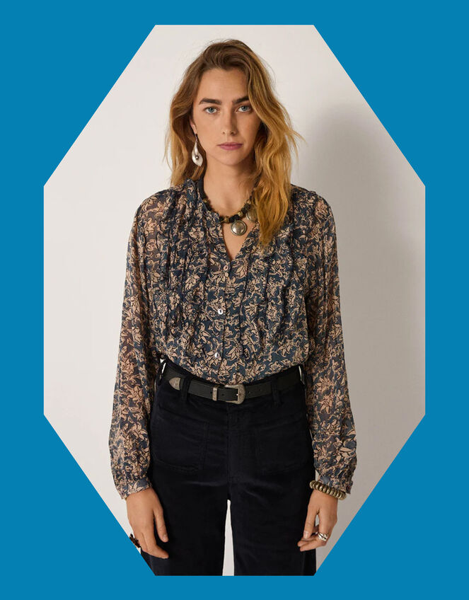 Maison Hotel Corina Floral Blouse, Teal (TEAL), large