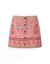 Antik Batik Tajara Paisley Quilted Mini Skirt, Orange (CORAL), large