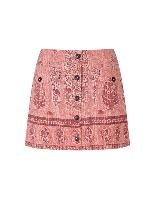 Antik Batik Tajara Paisley Quilted Mini Skirt, Orange (CORAL), large