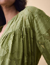 Clemence Sylvie Burnout Tiered Maxi Dress, Green (GREEN), large