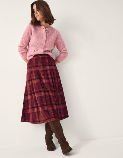 Charly Check Midi Skirt, Red (BURGUNDY), large