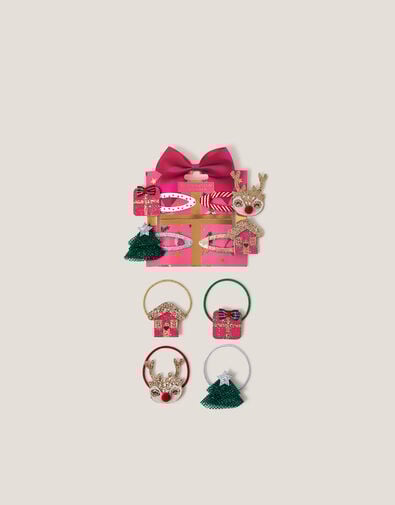 8-Pack Sparkly Christmas Hair Bands & Clips, , large