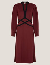 Julia Jersey Midi Dress, Red (BURGUNDY), large