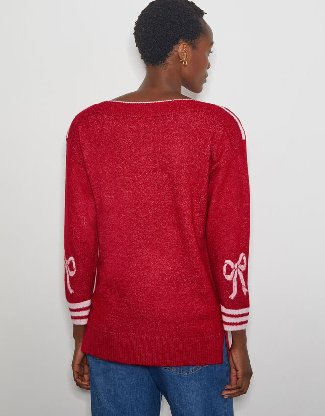 Mia Mini Bow Knit Jumper, Red (RED), large