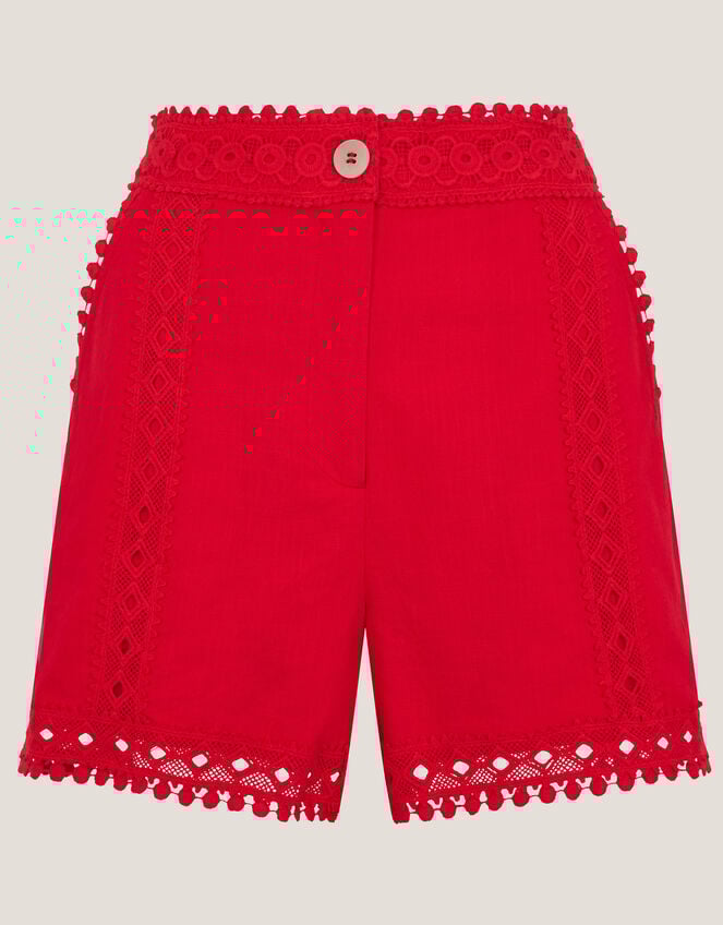 Irina High-Waisted Lace Shorts, Red (RED), large