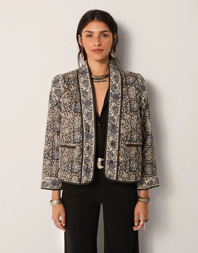 Maison Hotel Sugata Floral Quilted Jacket, Blue (BLUE), large