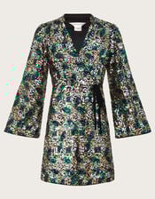 Sasha Sequin Wrap Dress, Gold (GOLD), large