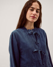 Felicity Tie Front Linen Blend Jacket, Blue (NAVY), large