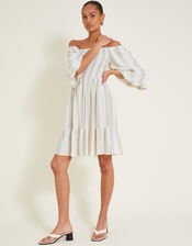 Lila Stripe Dress, Natural (NATURAL), large