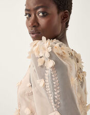 Gwen Floral Appliqu&eacute; Organza Top, Cream (CREAM), large